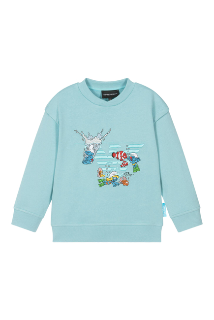 Kids Smurfs Embroidered Jersey Sweatshirt